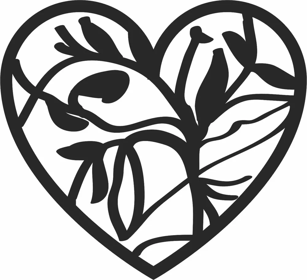 Branches Hearts Valentines Day Design — full DXF linework preview