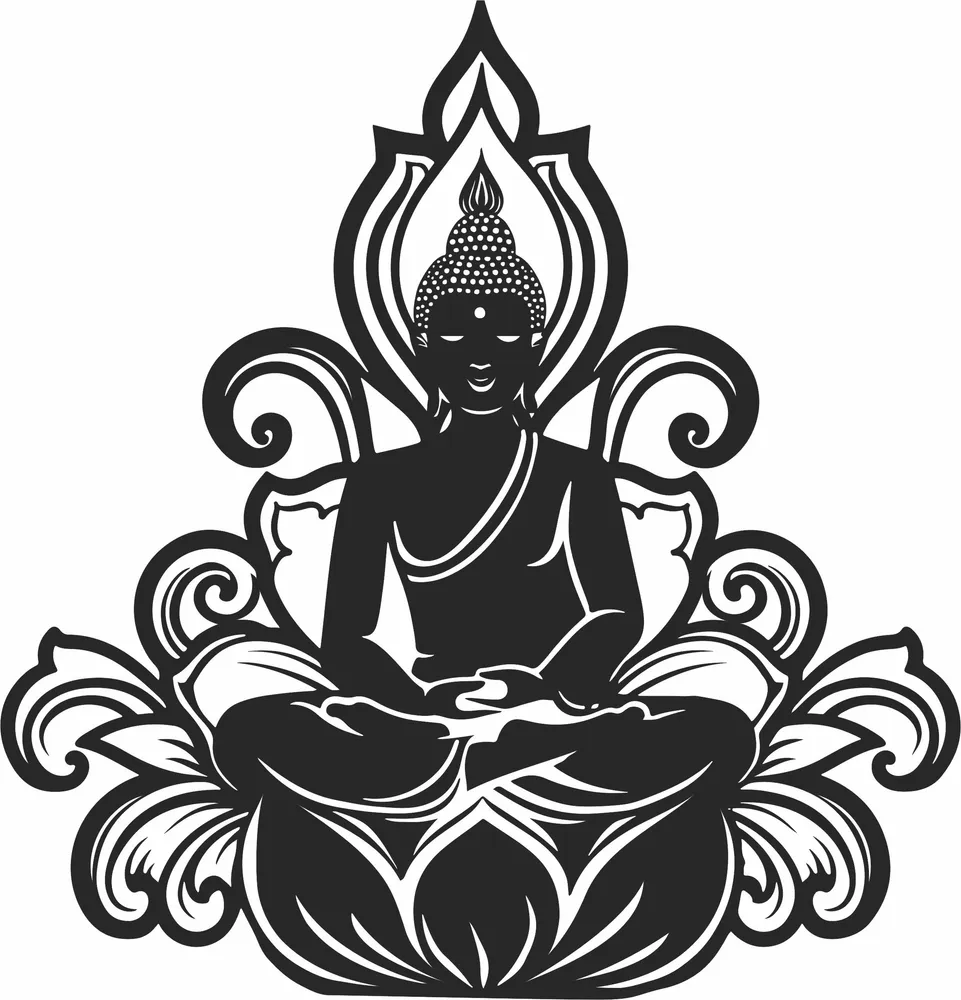 Buddha Wall Decor Clipart — full DXF linework preview