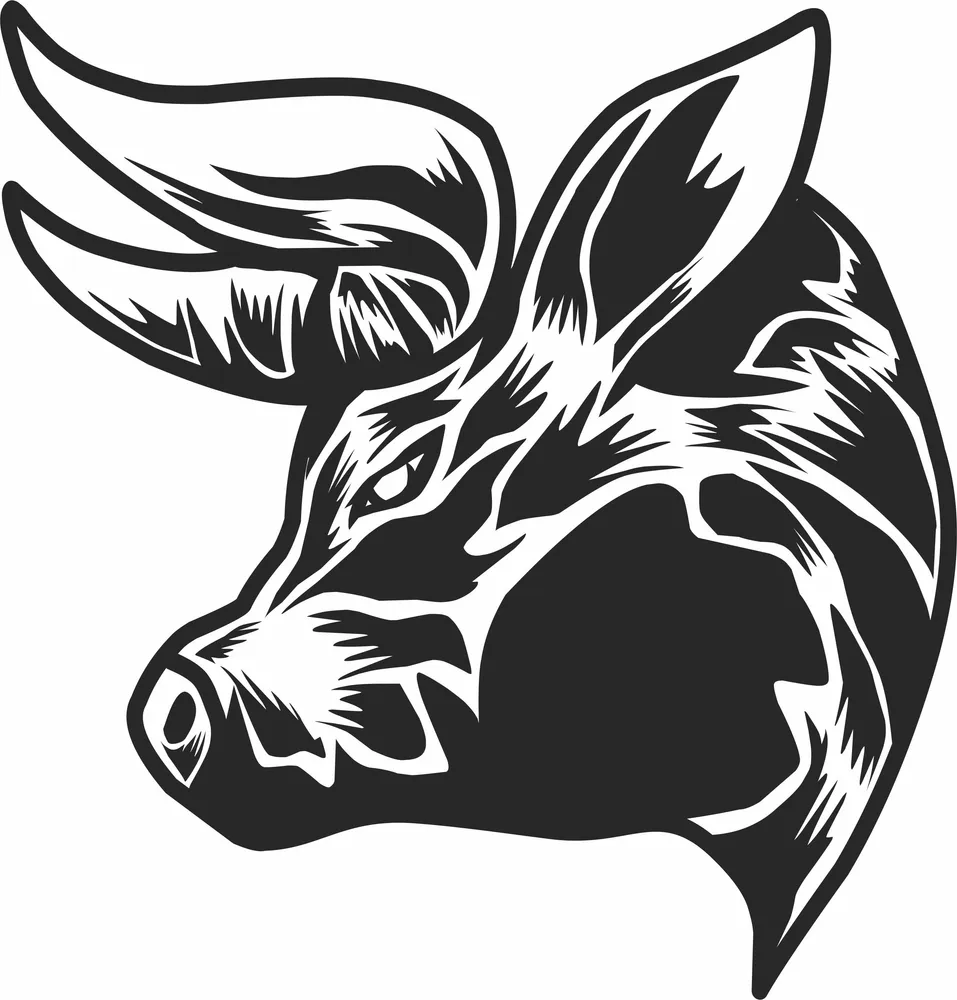 Bull Head Clipart — full DXF linework preview