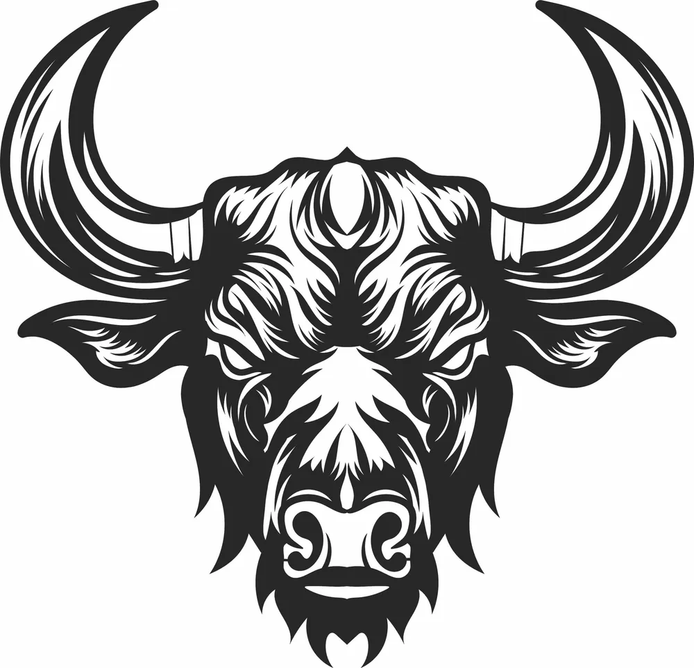 Bull Head Clipart — full DXF linework preview
