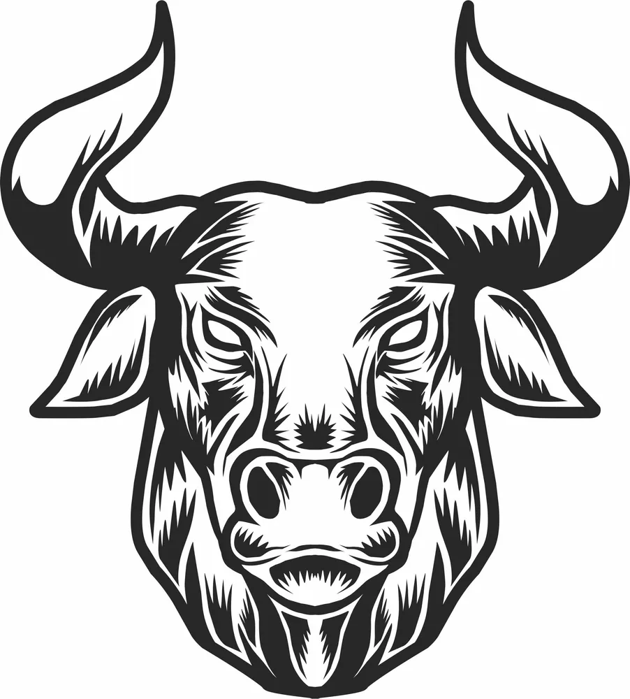 Bull Head Clipart — full DXF linework preview