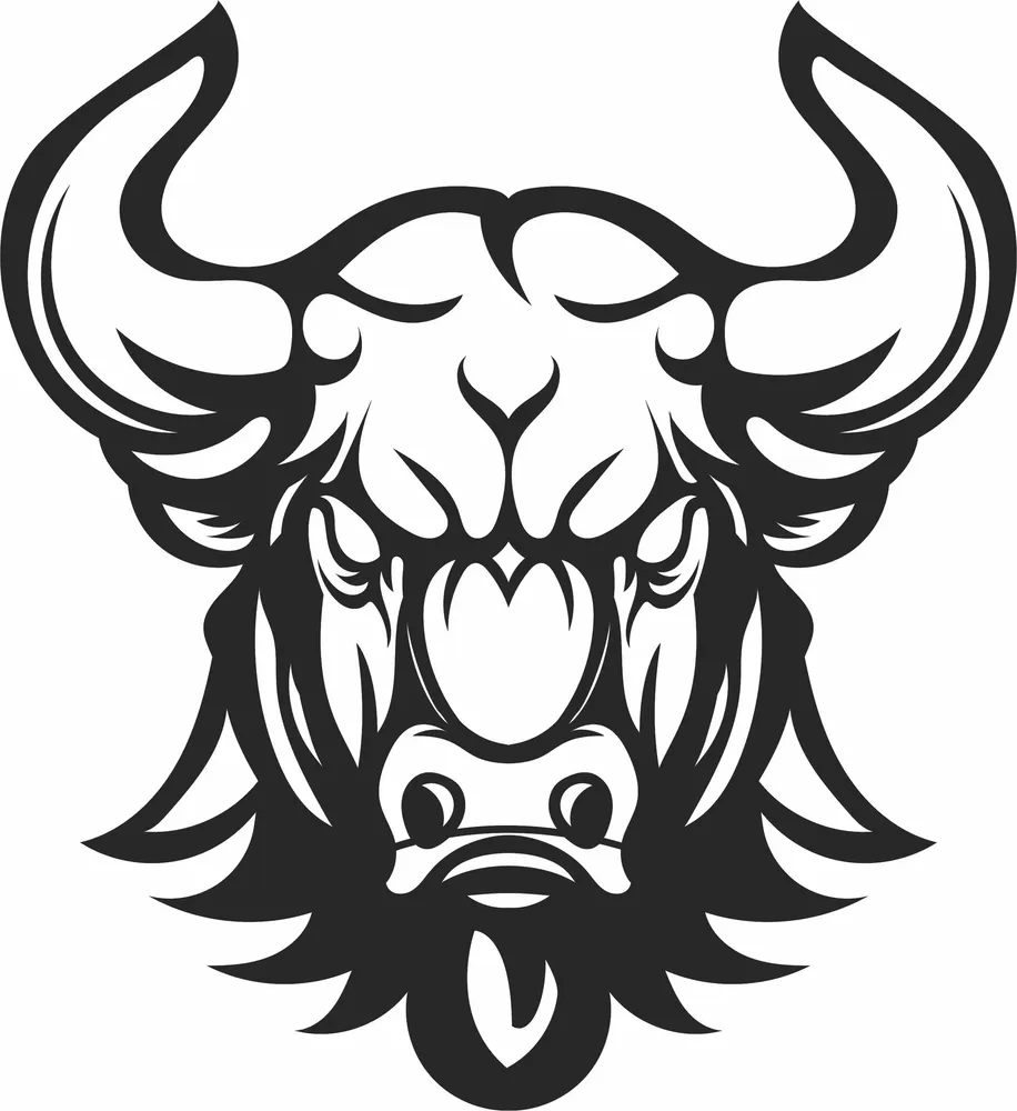 Bull Head Clipart — full DXF linework preview
