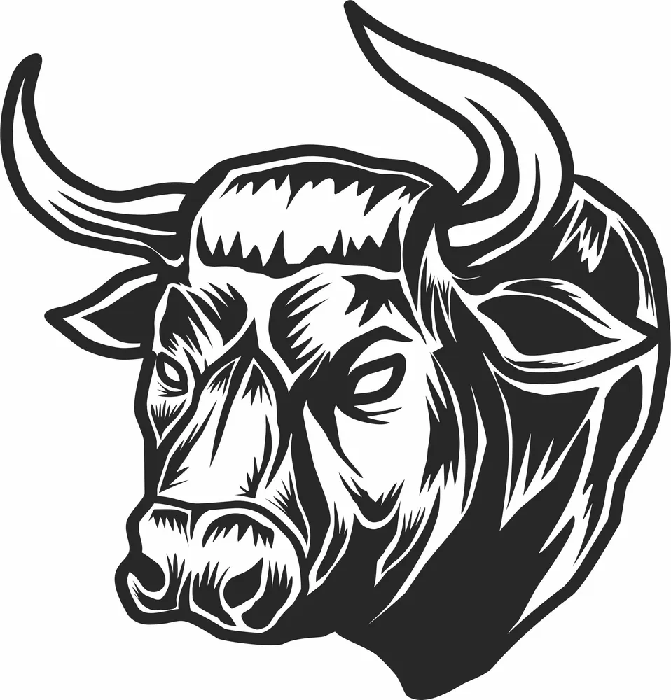 Bull Head Clipart — full DXF linework preview
