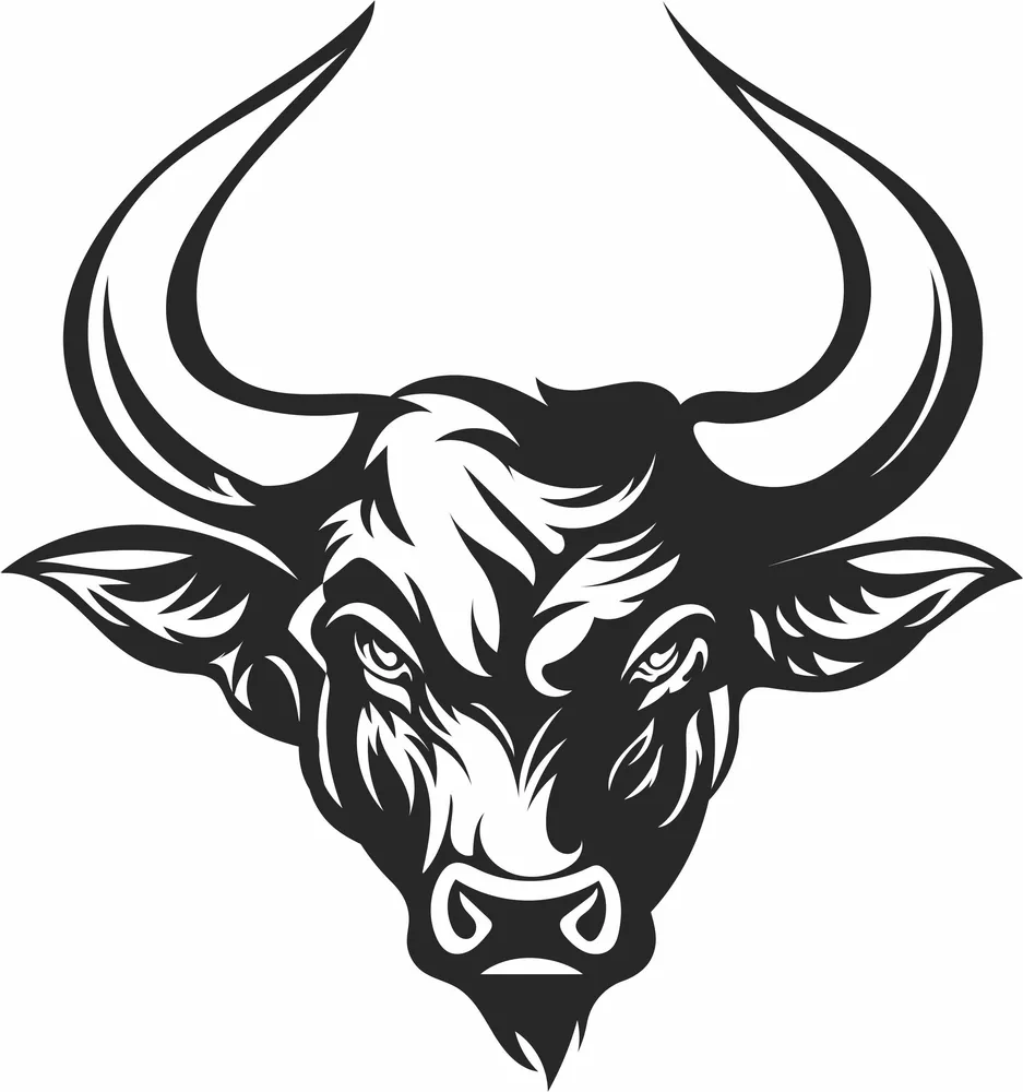 Bull Head Clipart — full DXF linework preview