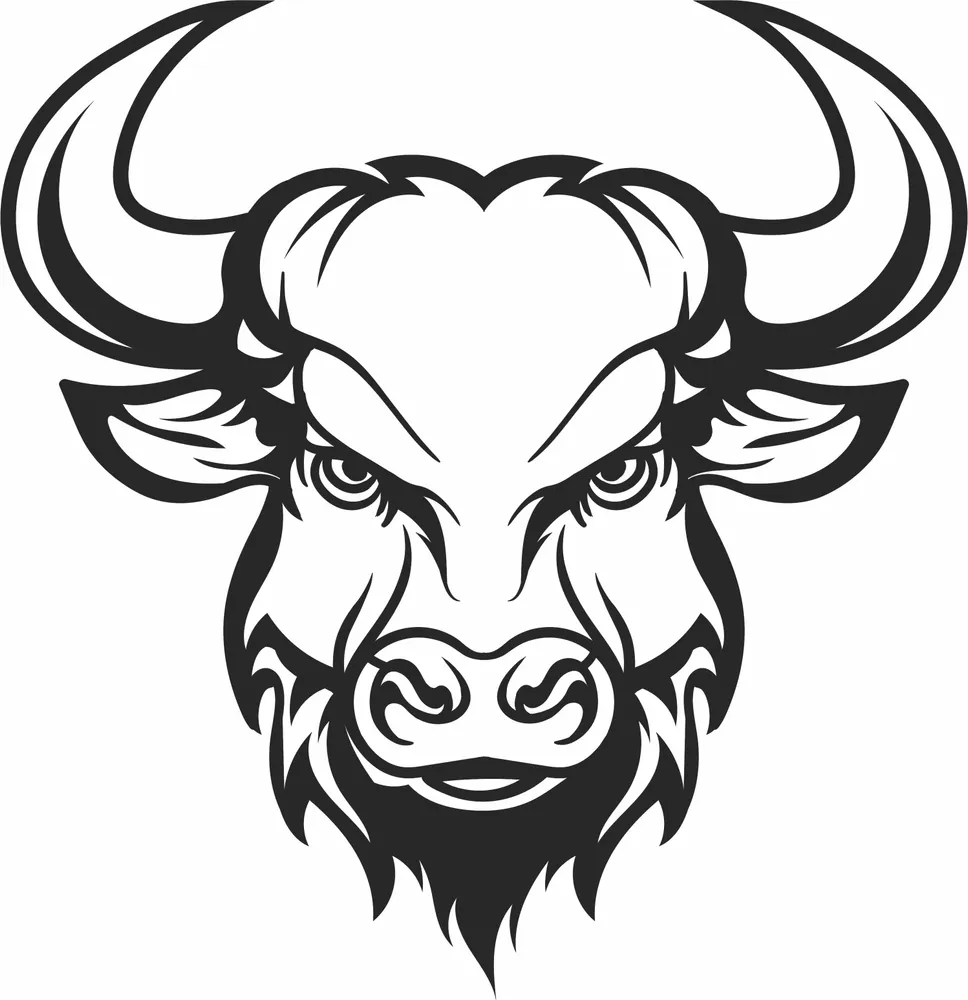 Bull Head Clipart — full DXF linework preview