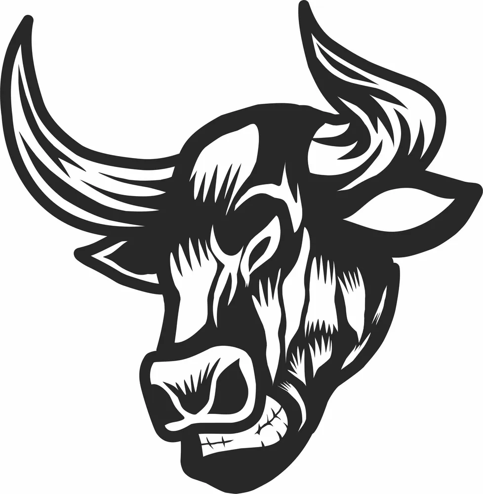 Bull Head Clipart — full DXF linework preview