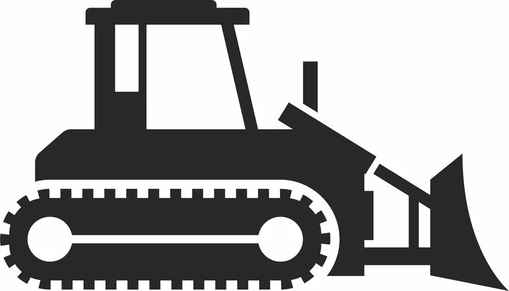 Bulldozer Excavator Silhouette — full DXF linework preview