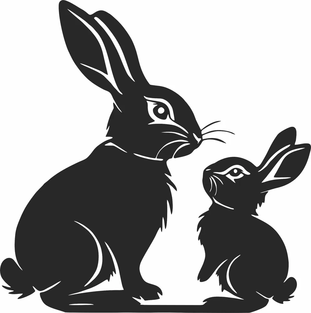 Bunnies Clipart — full DXF linework preview