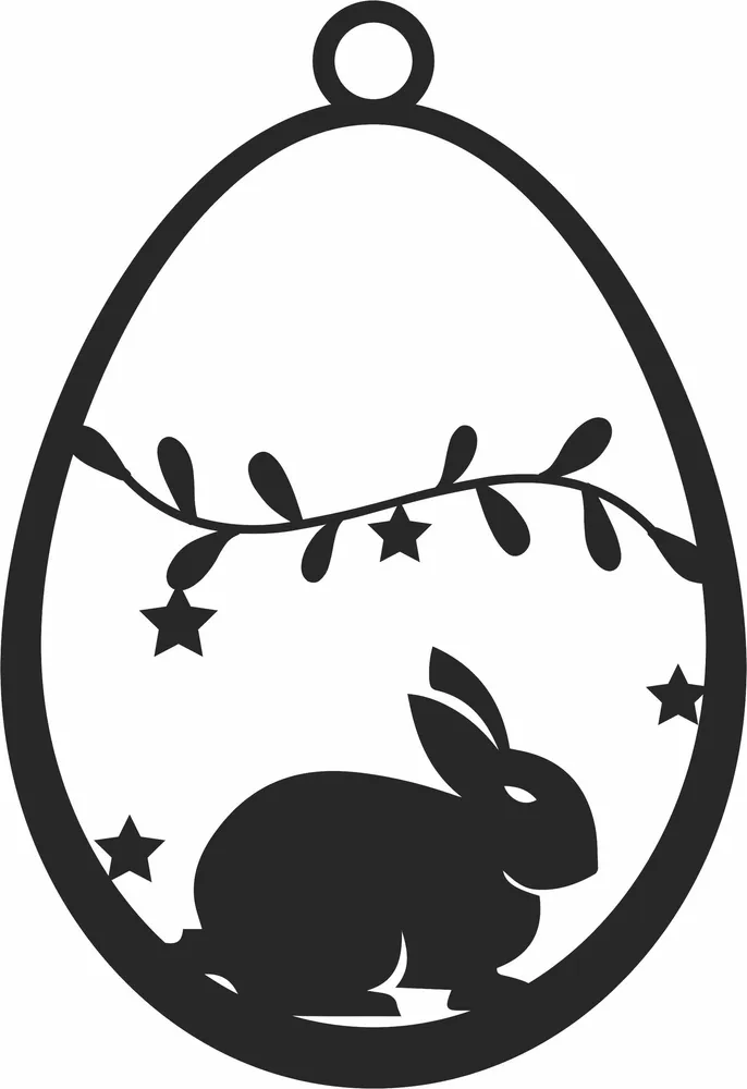 Bunny Easter Eggs Ornament — full DXF linework preview