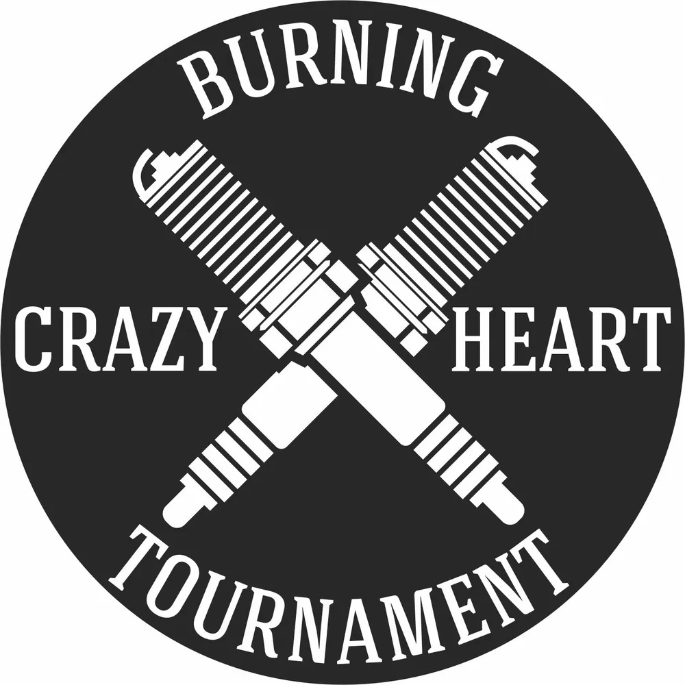Burning Crazy Heart Tournament Spark Plugs Design — DXF linework preview