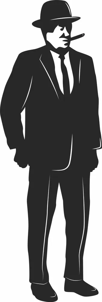 Businessman Silhouette — full DXF linework preview