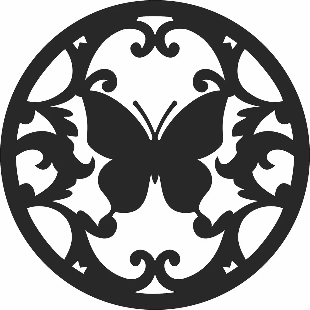 Butterfly Sign Wall Art — full DXF linework preview