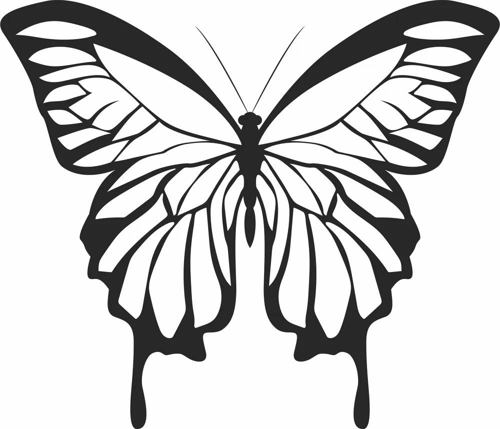 Butterfly Silhouette — DXF linework preview