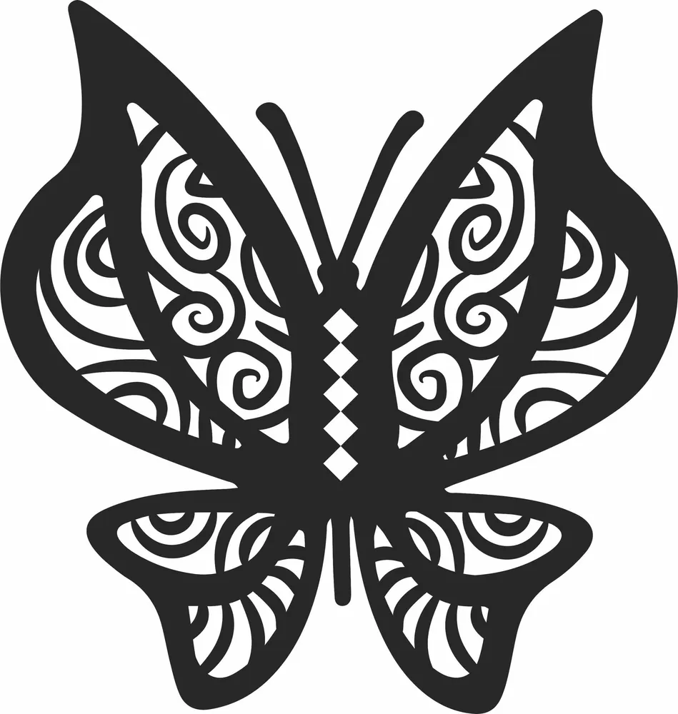 Butterfly Silhouette — DXF linework preview