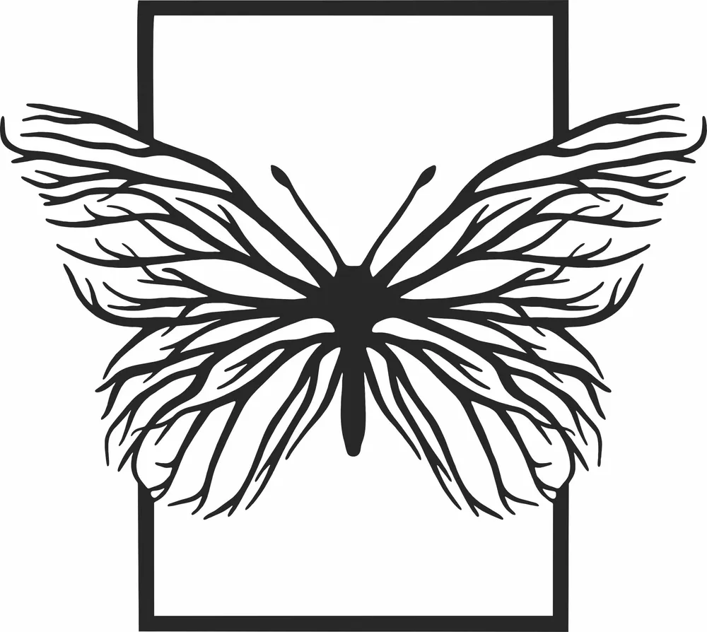 Butterfly Tree Branches Clipart — full DXF linework preview