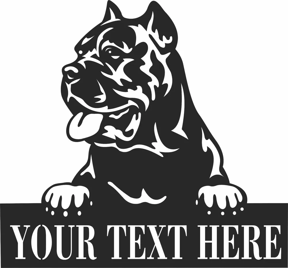 Cane Corso Dog Name Sign — full DXF linework preview