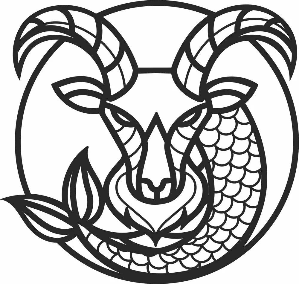 Capricorn Zodiac Wall Art — full DXF linework preview