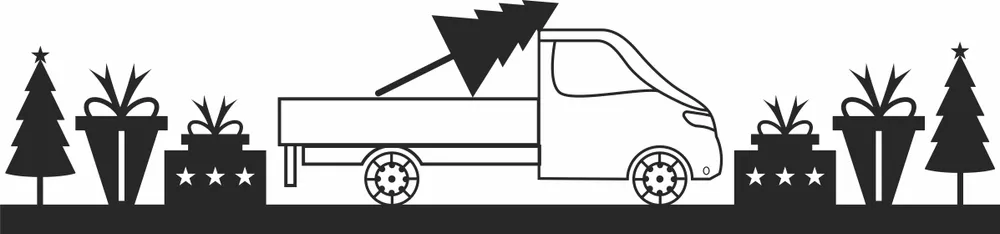 Car Carrying Christmas Tree Clipart — full DXF linework preview