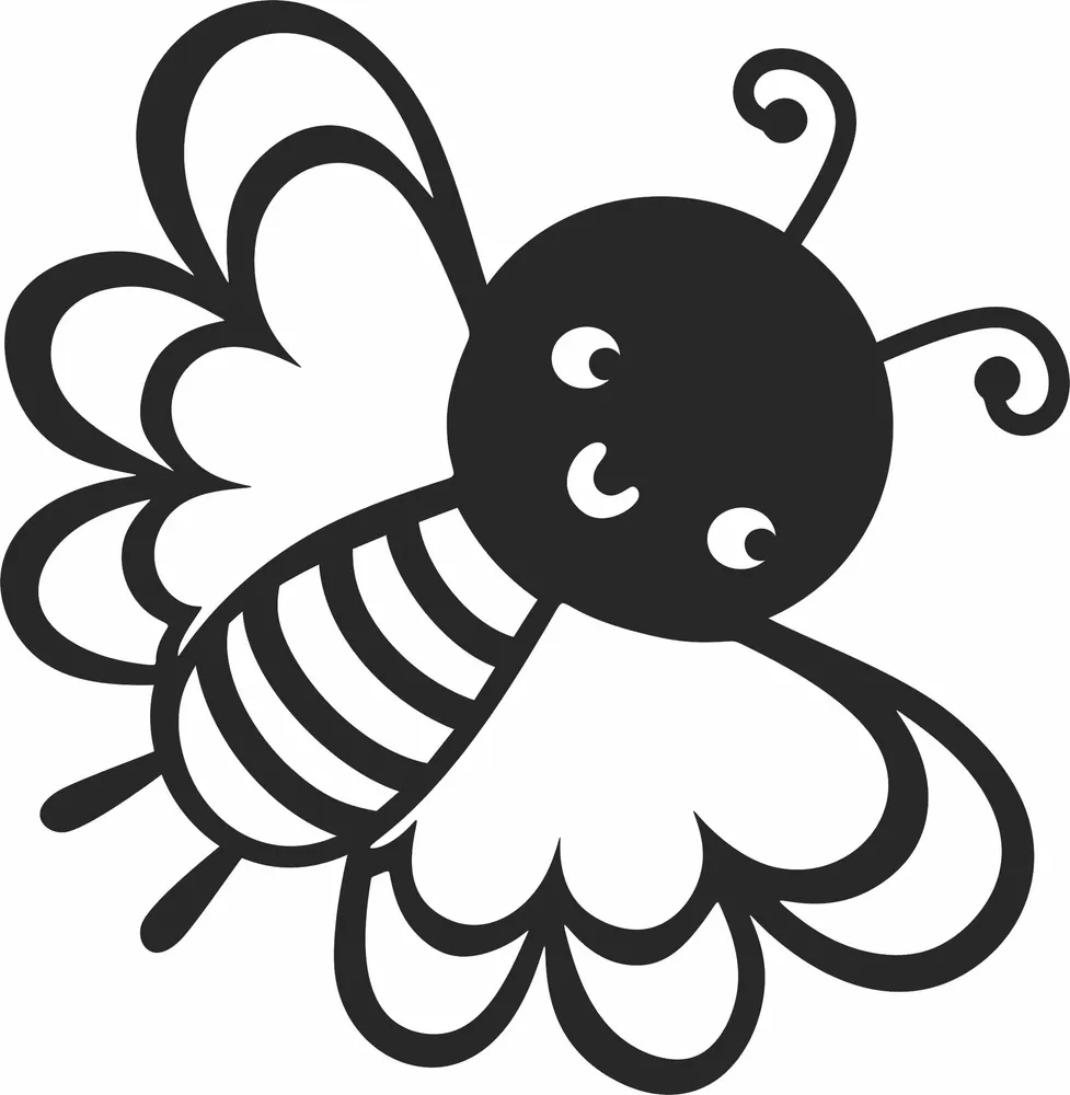 Cartoon Bee Clipart — full DXF linework preview