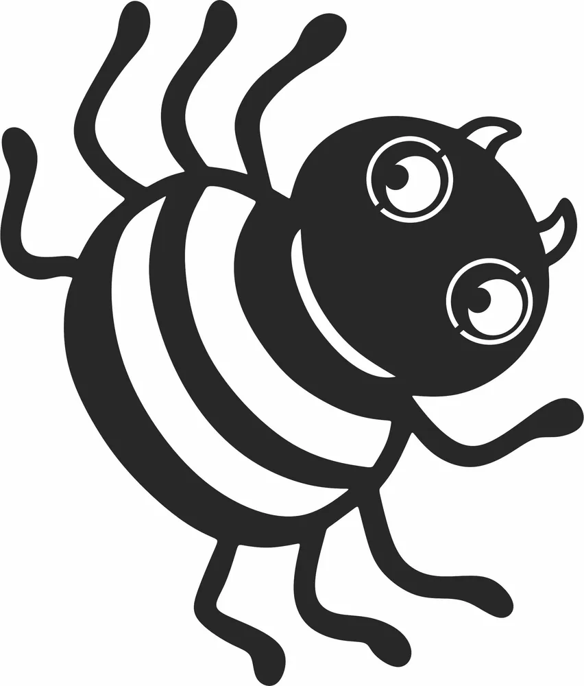 Cartoon Bee Clipart — full DXF linework preview