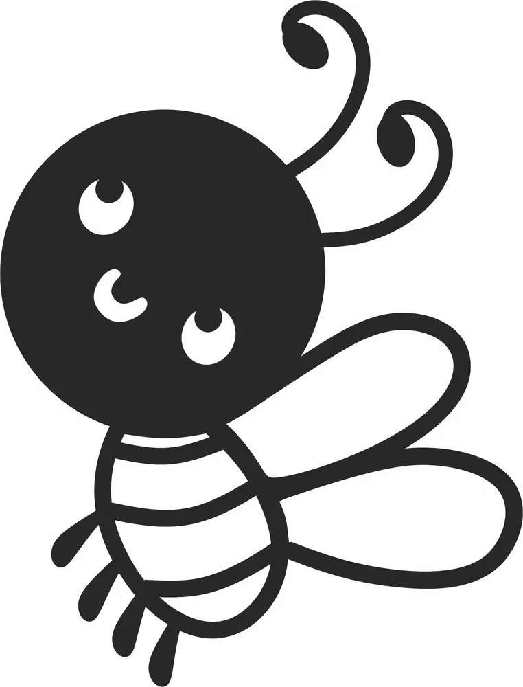 Cartoon Bee Silhouette — full DXF linework preview