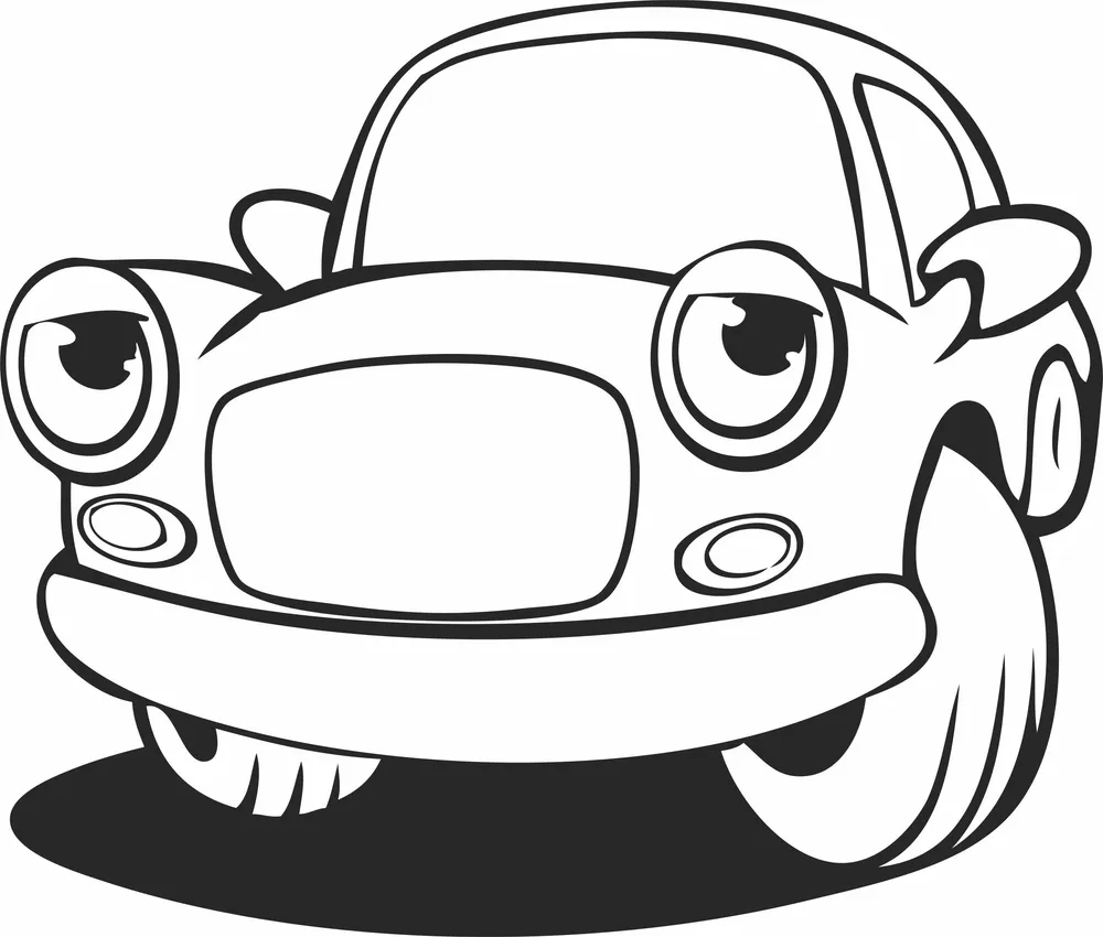 Cartoon Car Clipart — full DXF linework preview