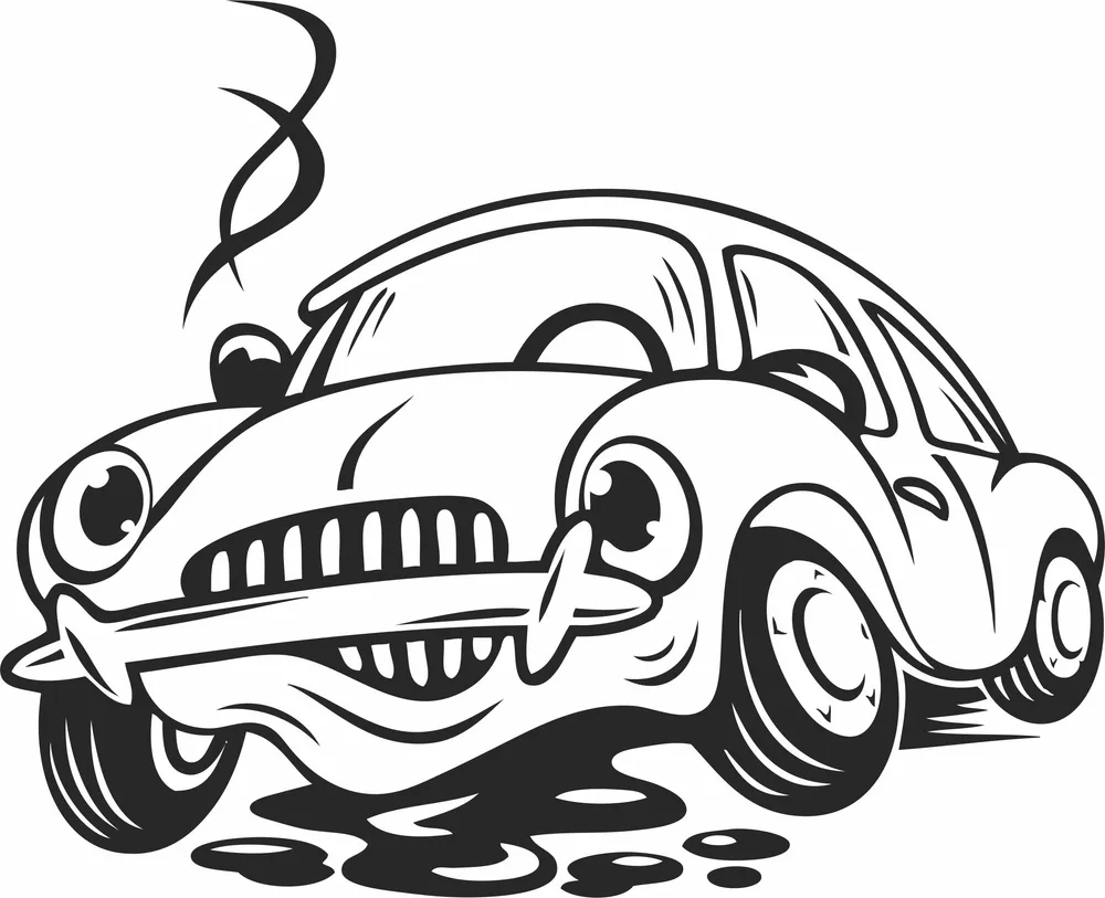 Cartoon Car Clipart — full DXF linework preview