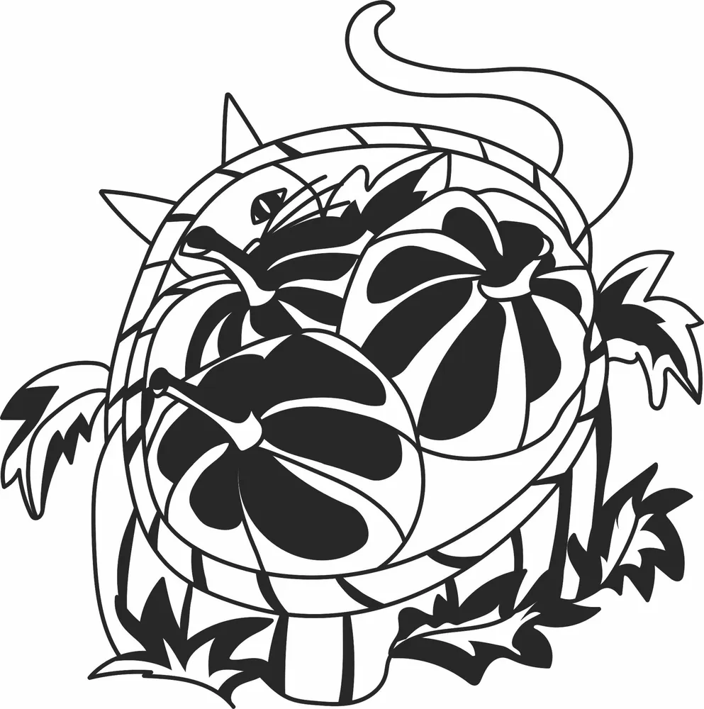Cartoon Cat Wall Art — full DXF linework preview