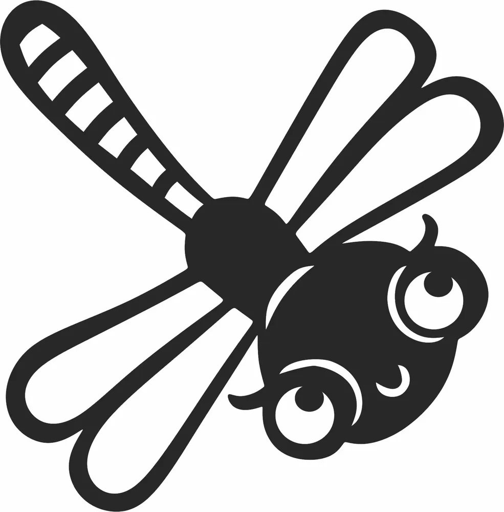Cartoon Dragonflies Silhouette — full DXF linework preview