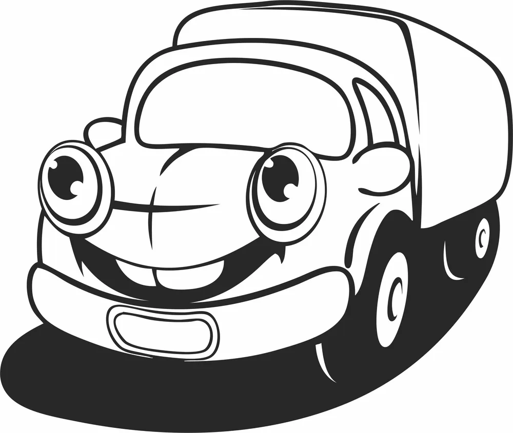 Cartoon Truck Design — full DXF linework preview