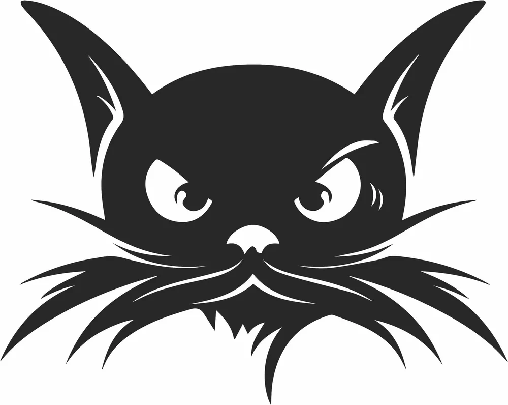 Cat Face Animal Silhouette — DXF linework preview