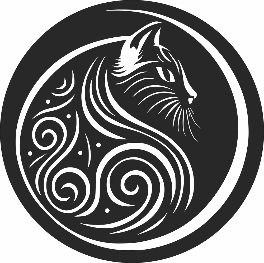 Cat Ornament — full DXF linework preview