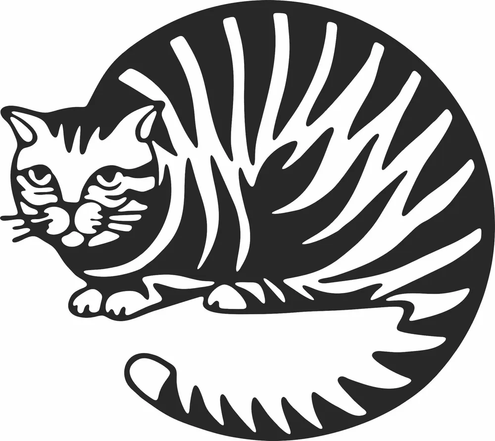 Cat Wall Art — full DXF linework preview