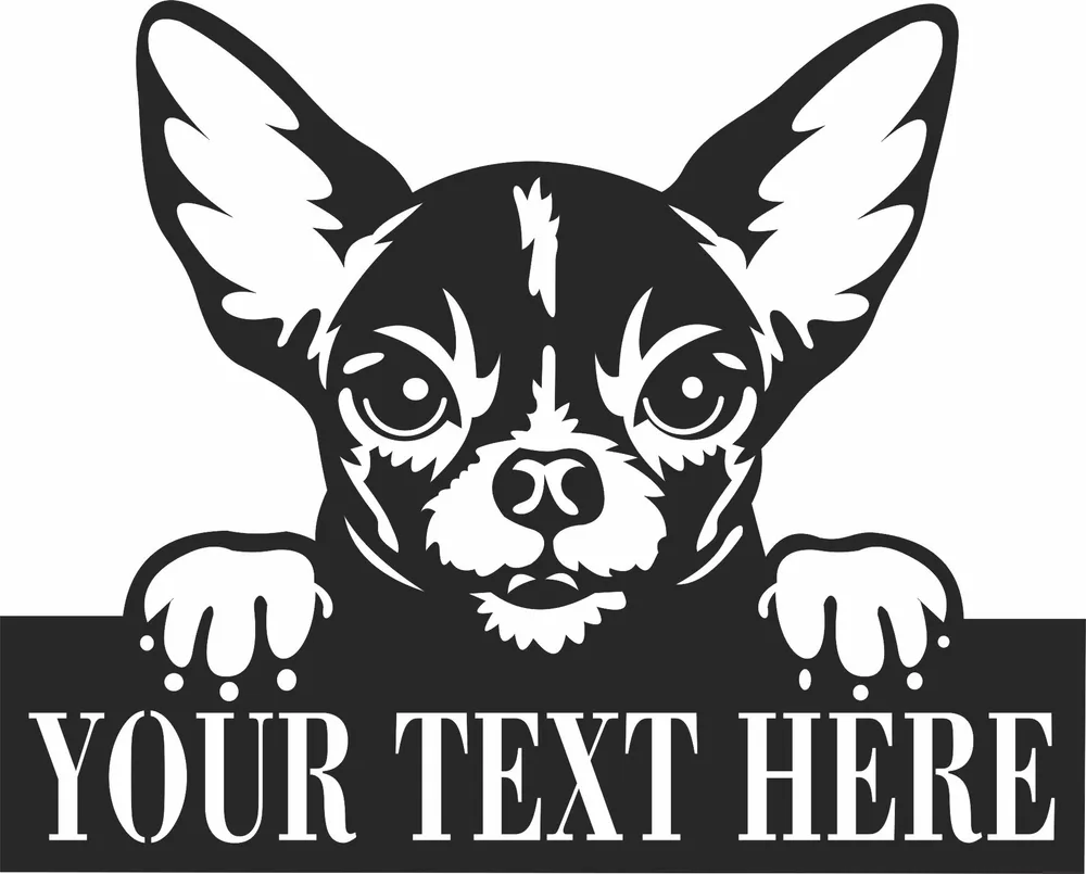 Chihuahua Dog Name Sign — DXF linework preview