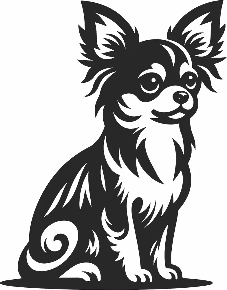 Chihuahua Silhouette — DXF linework preview