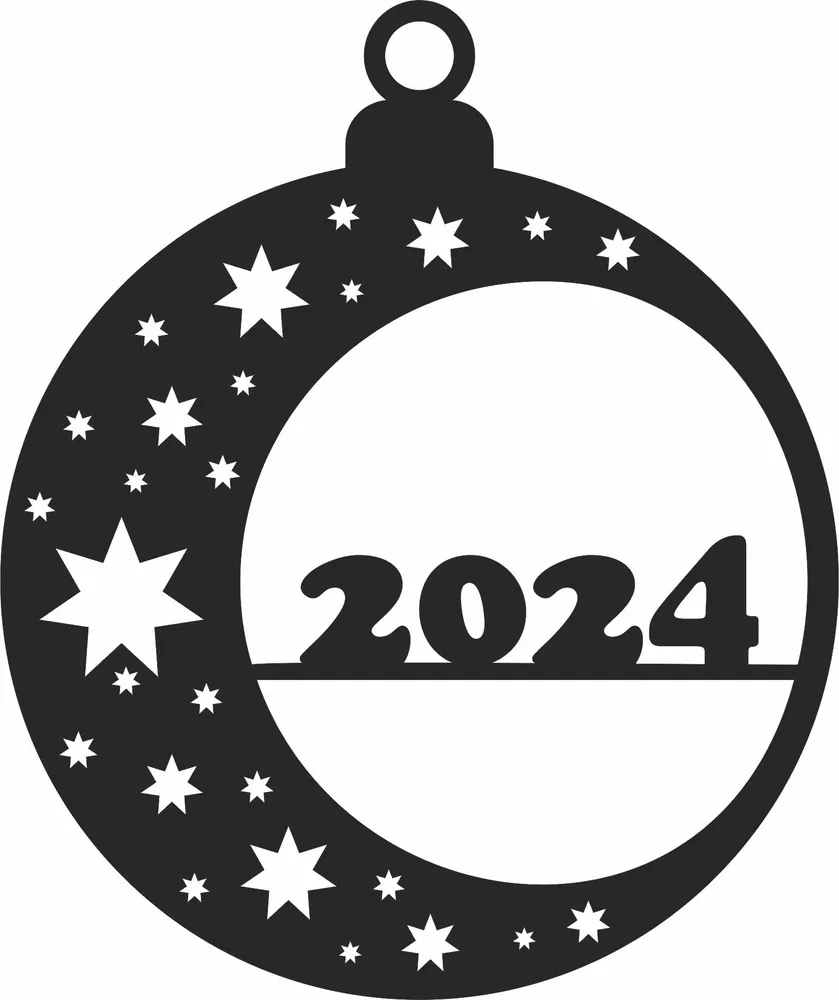 Christmas 2024 Ornament — full DXF linework preview