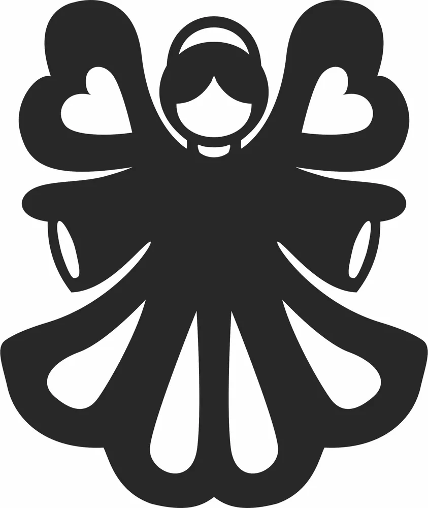 Christmas Angel Heart Decoration Ornament — full DXF linework preview