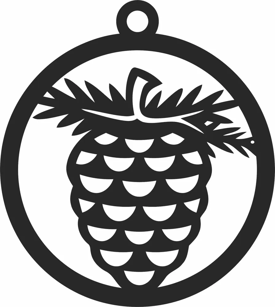 Christmas Beer Hops Ornament — full DXF linework preview