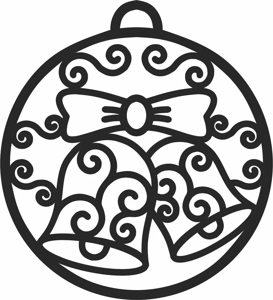 Christmas Bell Ornament — full DXF linework preview