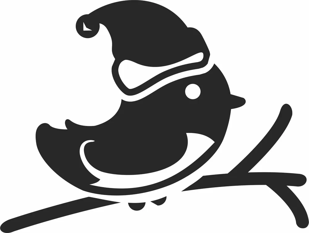 Christmas Bird Hat Clipart — full DXF linework preview