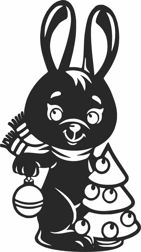 Christmas Bunny Ornament — full DXF linework preview