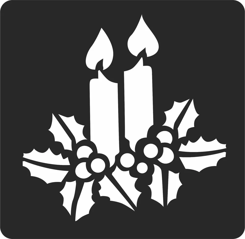 Christmas Candle Mistletoe Design — full DXF linework preview