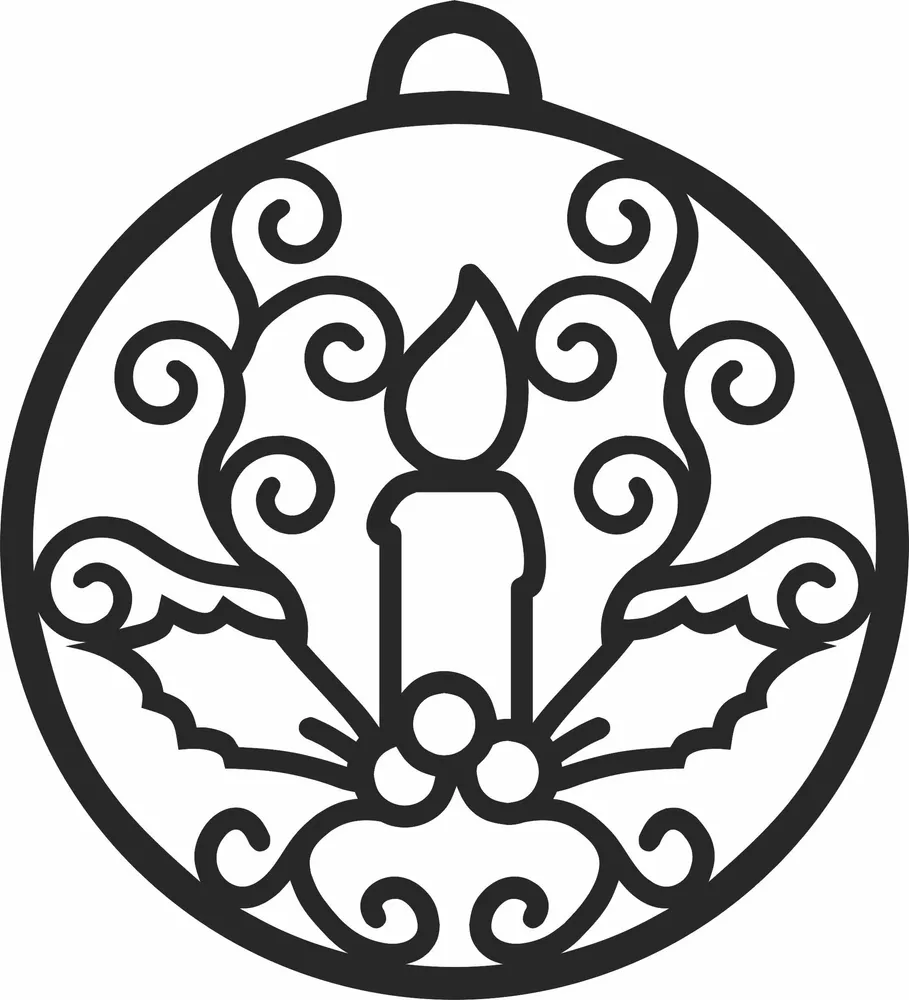 Christmas Candle Ornament — full DXF linework preview