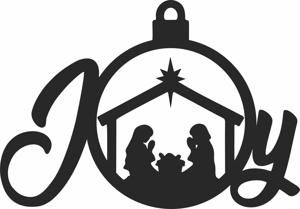 Christmas Christian Joy Jesus Ornament — DXF linework preview