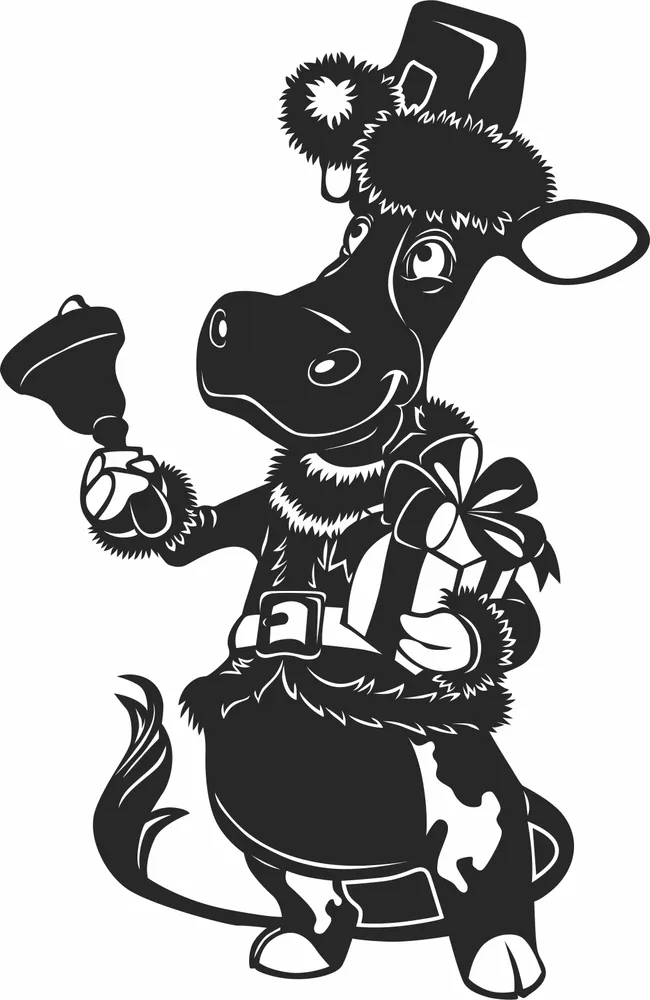 Christmas Cow Clipart — full DXF linework preview