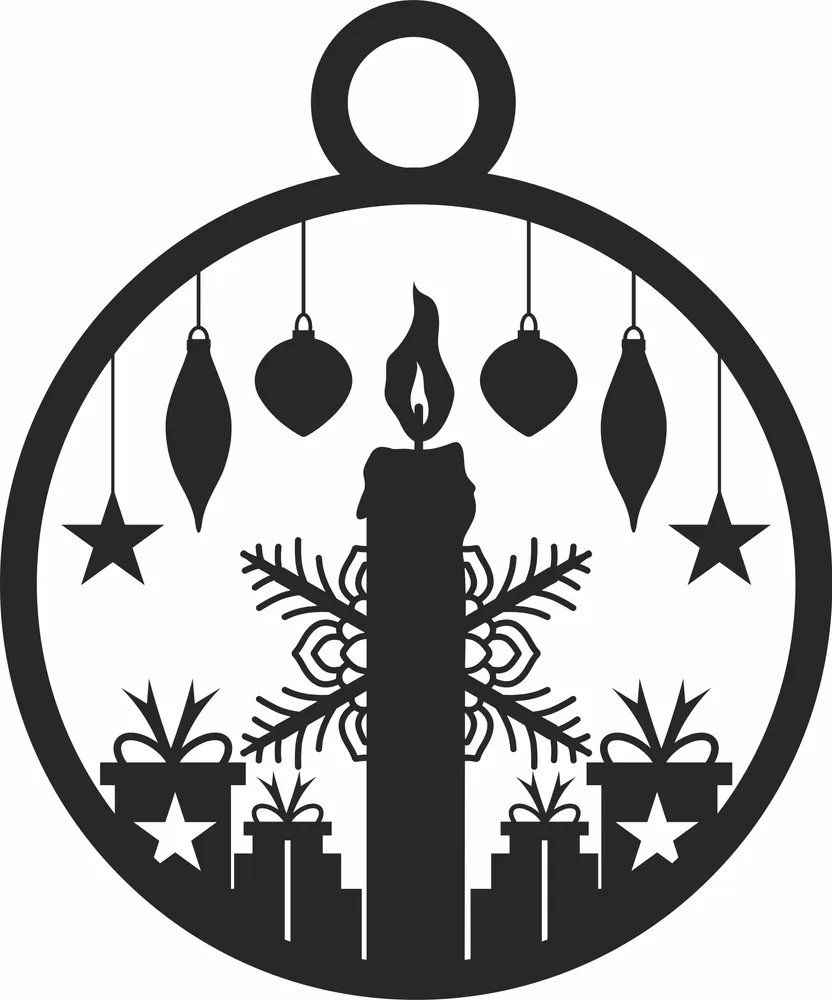 Christmas Decoration Candle Ornament — full DXF linework preview
