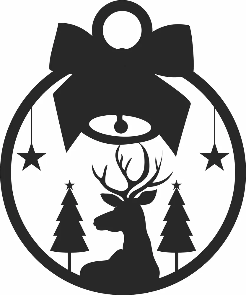 Christmas Decoration Deer Ornament — full DXF linework preview