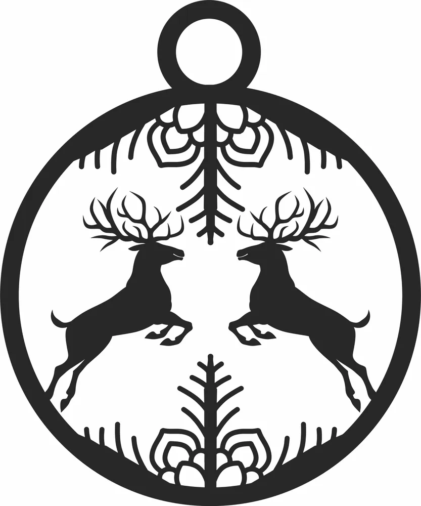 Christmas Decoration Deers Ornament — full DXF linework preview