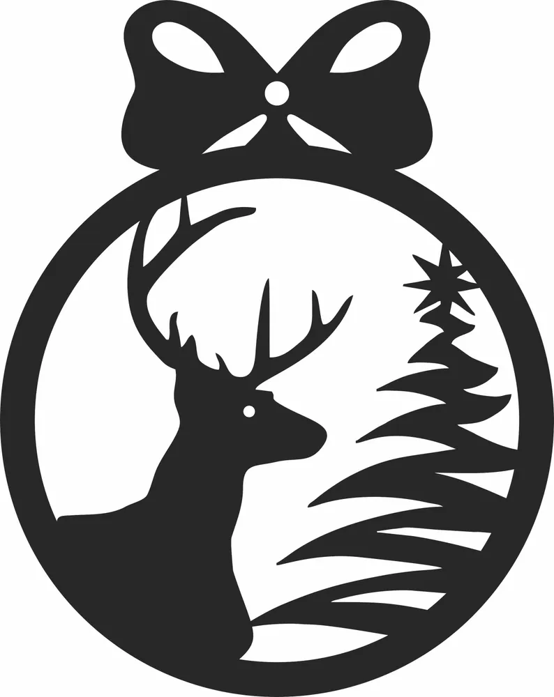 Christmas Deer Elk Ornament — full DXF linework preview
