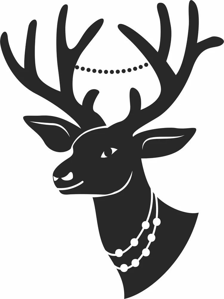 Christmas Deer Head Antlers with Pearl Beads Necklaces — DXF linework preview